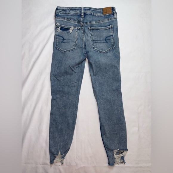 American Eagle Size 6 Short Medium Wash Distressed High Rise Jegging Jeans - Picture 10 of 11